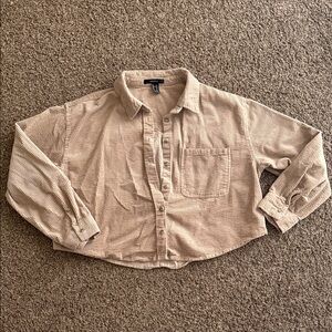 Forever 21 Beige Cropped Button Down Shirt